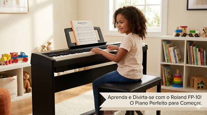 Piano Port&aacute;til Roland FP-10-BK Preto com Porta USB e Bluetooth